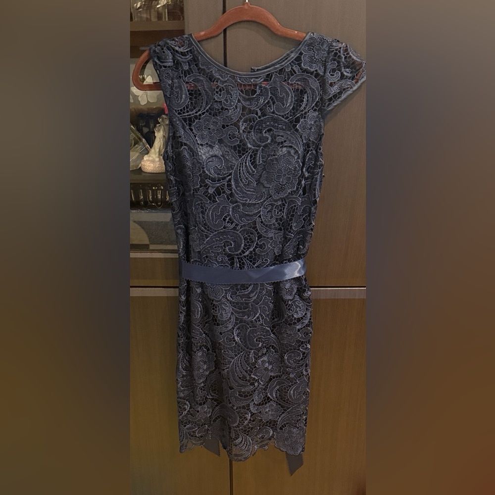 Adrianna Papell Navy Lace Midi Dress